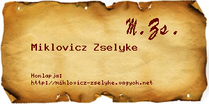Miklovicz Zselyke névjegykártya